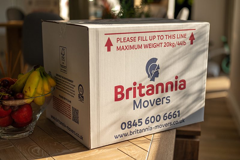 Britannia Alan Cook Removals & Storage removals box packed and ready to be loaded onto the removals lorry