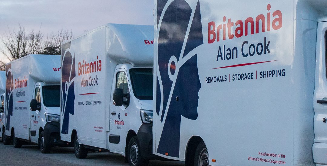 Some of our fleet of removals vans lined up and loaded for an early morning start