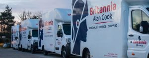 Some of our fleet of removals vans lined up and loaded for an early morning start