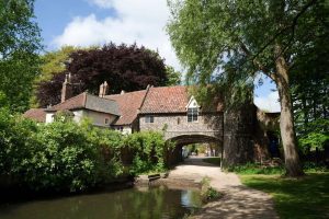 A beautiful scene of Pulls Ferry in the city of Norwich, Norfolk