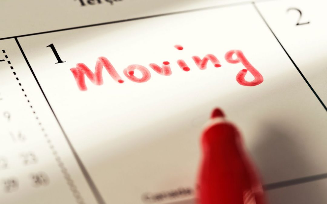 A calendar with day one marked as moving day