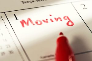 A calendar with day one marked as moving day