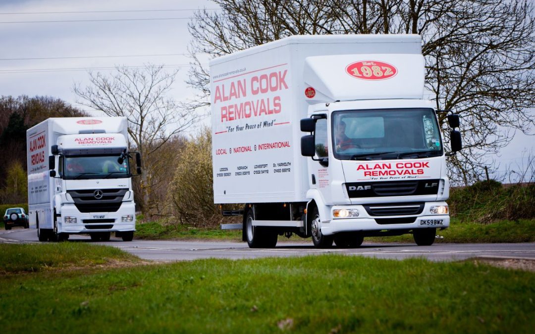 Two of our removals lorries loaded and heading to a customers new home