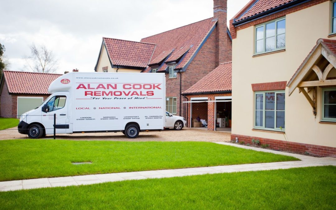One of our removals vans parked outside a new property ready to be unloaded