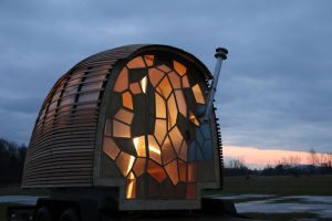 An unusual home pod on a winters evening